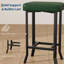 Tabourets de bar modernes à hauteur de comptoir, siège rembourré en similicuir, pieds en métal asymétriques, compacts pour les petits espaces, montage facile, verts, ensemble de 2