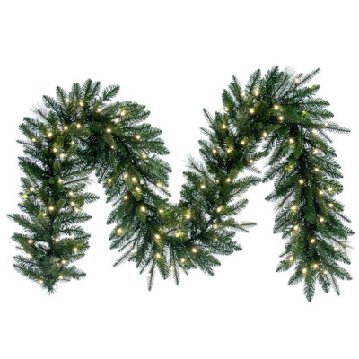  9' x 14" Berkley Mixed Pine Artificial Garland with 100 Dura-Lit® Warm White LED Mini Lights and 420 PE/PVC/Hardneedle Tips.