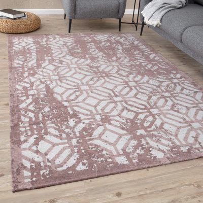 Carina Washable Rugs Geometric Design in Pink