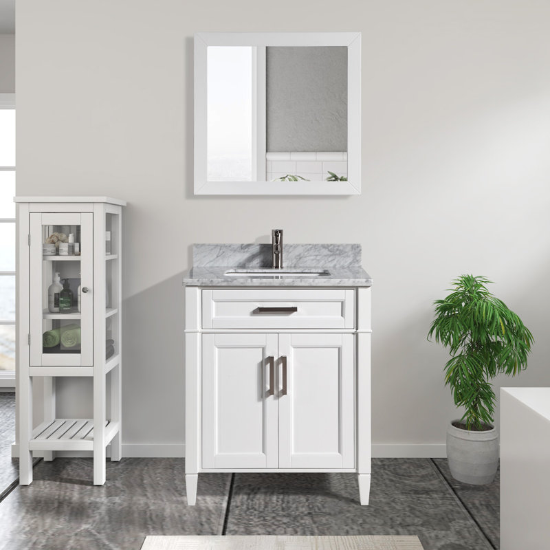 Ensemble de meuble-lavabo simple 30 po avec miroir Lachine, Blanc
