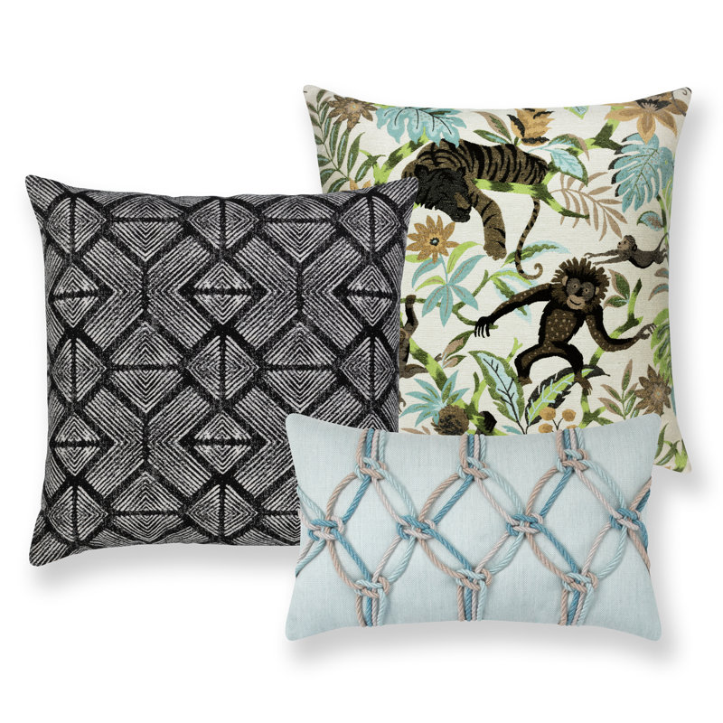 Lagoon Rectangular Indoor/Outdoor Pillow Cover & Insert, Indigo, Rectangular 12"H x 20"W