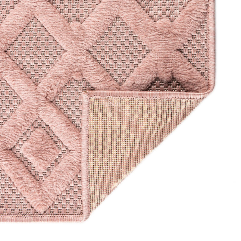 Tapis intérieur / extérieur rose Griffie, Rectangle 6 pi x 9 pi