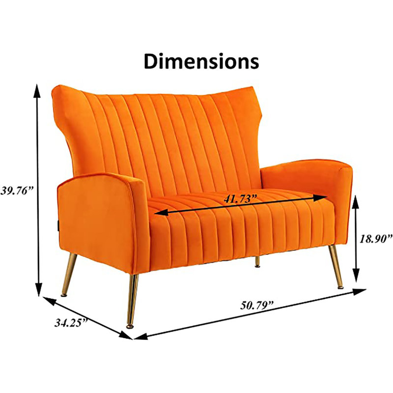 Launius Velvet Armchair, Orange Velvet