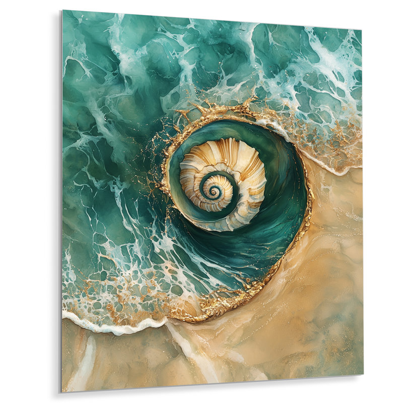 Aykan - coquillage d'art en métal, H 32 po x l 24 po