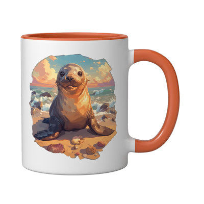 Sea Lion Ceramic Mug, Red/White, 11oz