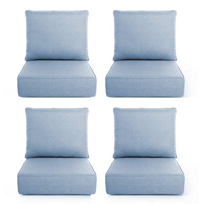 Coussins de patio à assise profonde de 6 po d'épaisseur 22 po x 24 po x 6 po avec housse amovible, remplacement imperméable et résistant à la décoloration pour chaise en osier, causeuse, canapé