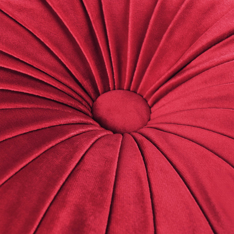 Velvet Round Throw Pillow, Red