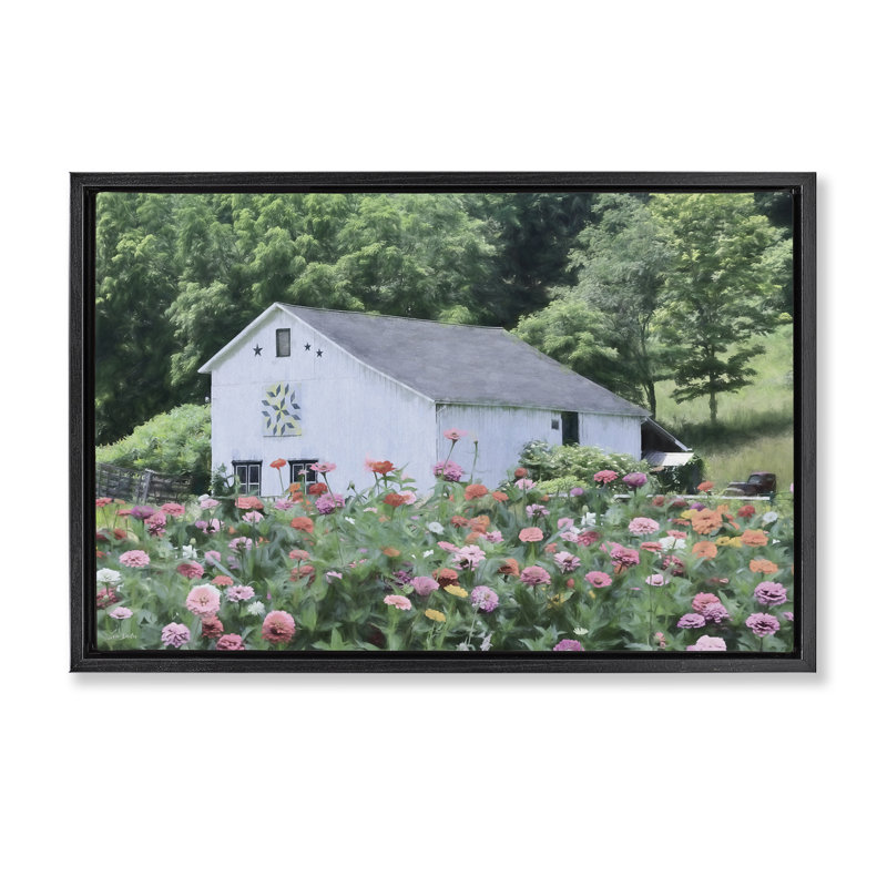 Maison de campagne dans un cadre flottant de jardin, design par Lori Deiter, Cadre flottant noir de jais, H 21 po x l 31 po