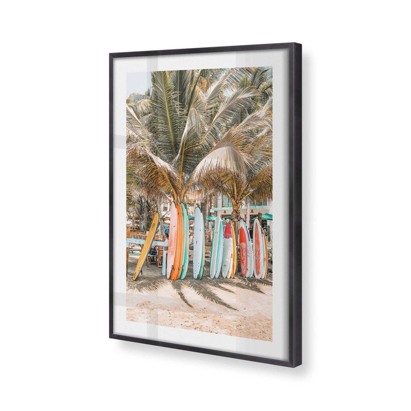Imprimé Surf's Paradise, Cadre en zinc patiné, H 15,25 po x l 12,25 po x P 1,25 po