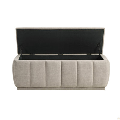 Modern Taupe Storage Bench Cushion Seat 1Pc Plywood Frame Fabric Upholstery Home Furniture