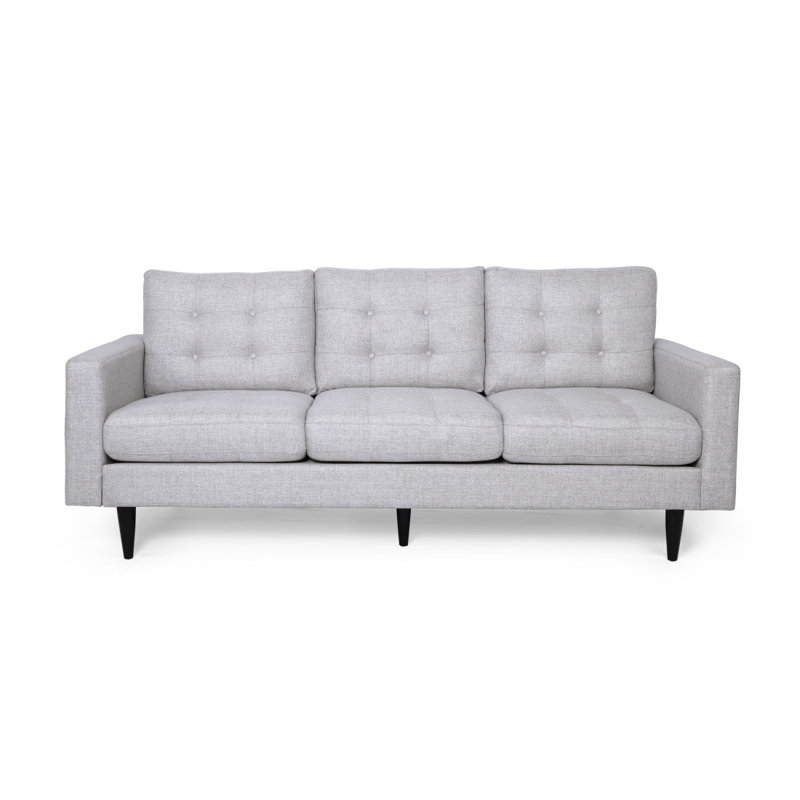 Cudahy 82.7" Tufted Sofa, Upholstered 3-Seater Sofa, Beige Fabric