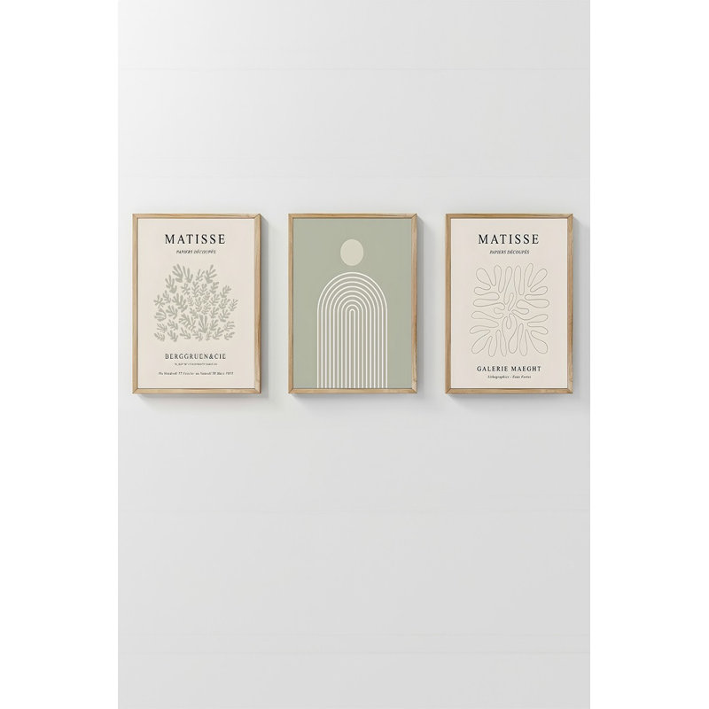 Ensemble de 3 peintures élégantes encadrées décoratives, 12,9 po x 18,9 po | Cadre 100% bois massif (épaisseur: 0,8 pouce), œuvre d'art 100% MDF | Impression numérique éclatante, parfaite pour la décoration de salon et de bureau