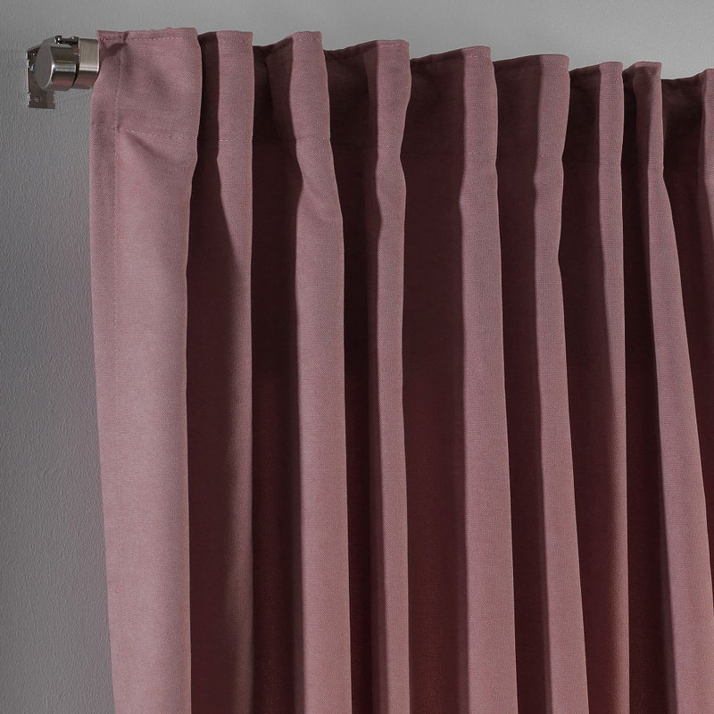 Blackout Thermal with Liner Extra Long & Extra Wide Decorative Curtain Single Panel, 140cm Width x 200cm Drop, Pink 