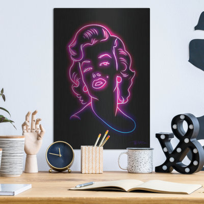 'Neon Marilyn' by Momart Metal Wall Art