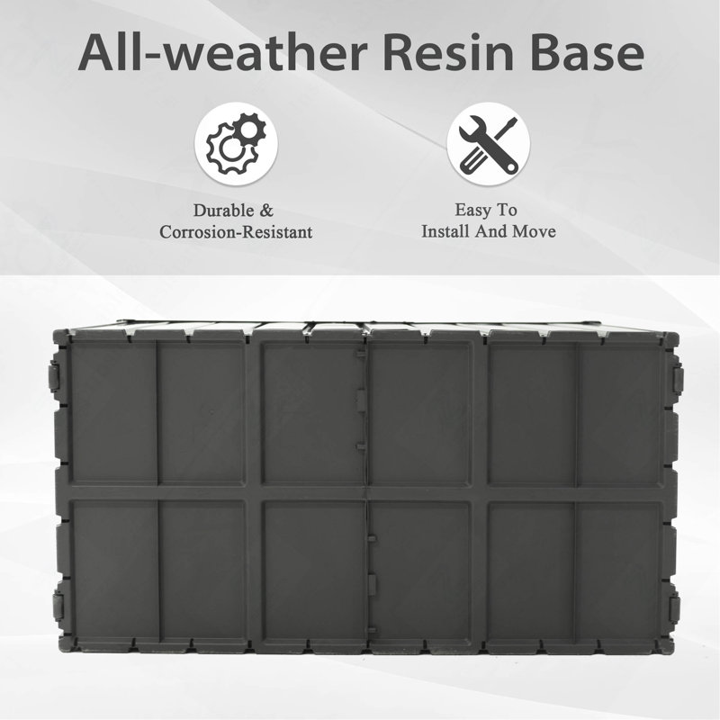 Coffre de rangement étanche de 378 litres (100 gallons) pour terrasse, avec couvercle verrouillable, gris foncé, Gris foncé