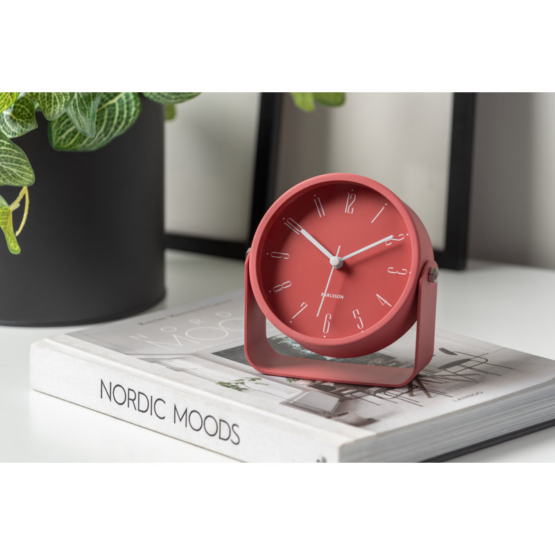 Numerical Iron Mechanical Alarm Tabletop Clock, Red