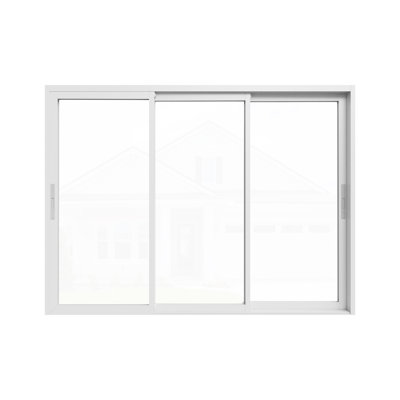 108"W x 80“H Sliding Patio Door Triple Track Design With Silver Hardware Kit, Clear Glass
