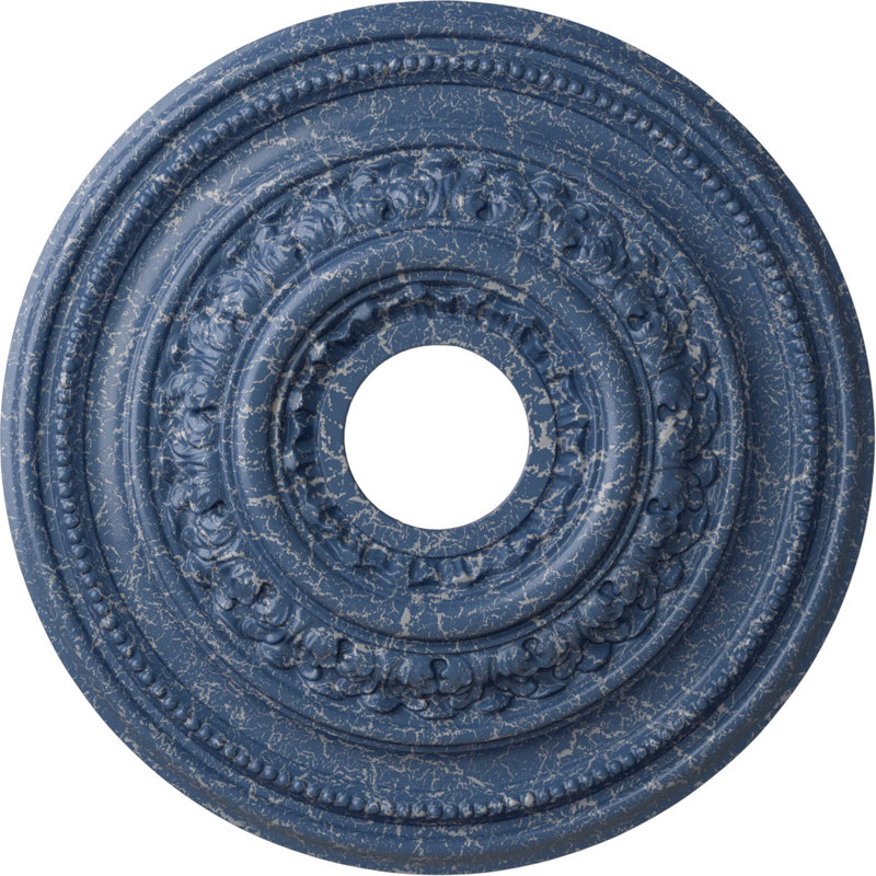 Endurathane Orleans Ceiling Medallion, 17 5/8"OD X 3 5/8"ID X 1 7/8"P (Fits Canopies up to 4 5/8"), Hand-Painted Americana Crackle Finish