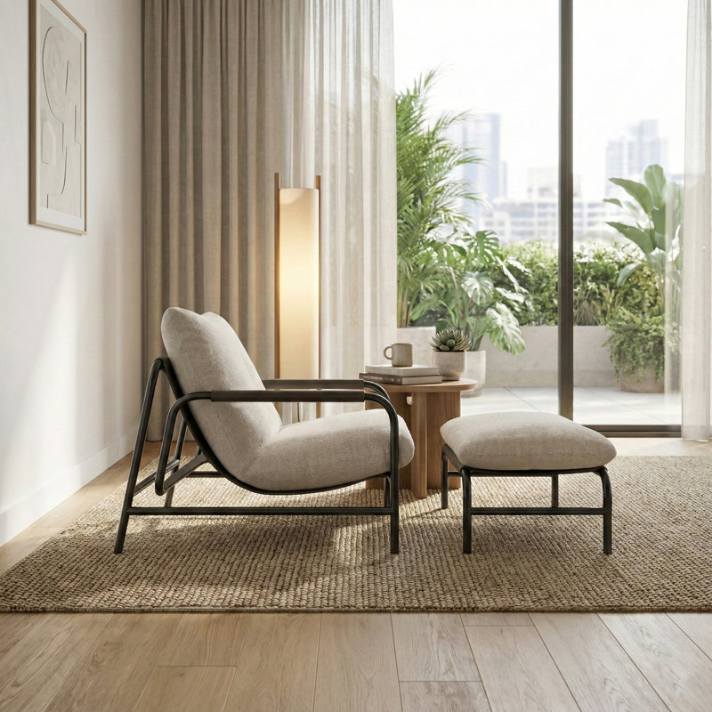  Fauteuil d'appoint avec repose-pieds Acanva Aton