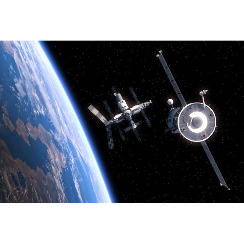 «Spacecraft Flies to Space Station», reproduction sur toile tendue, L 30 po x H 20 po