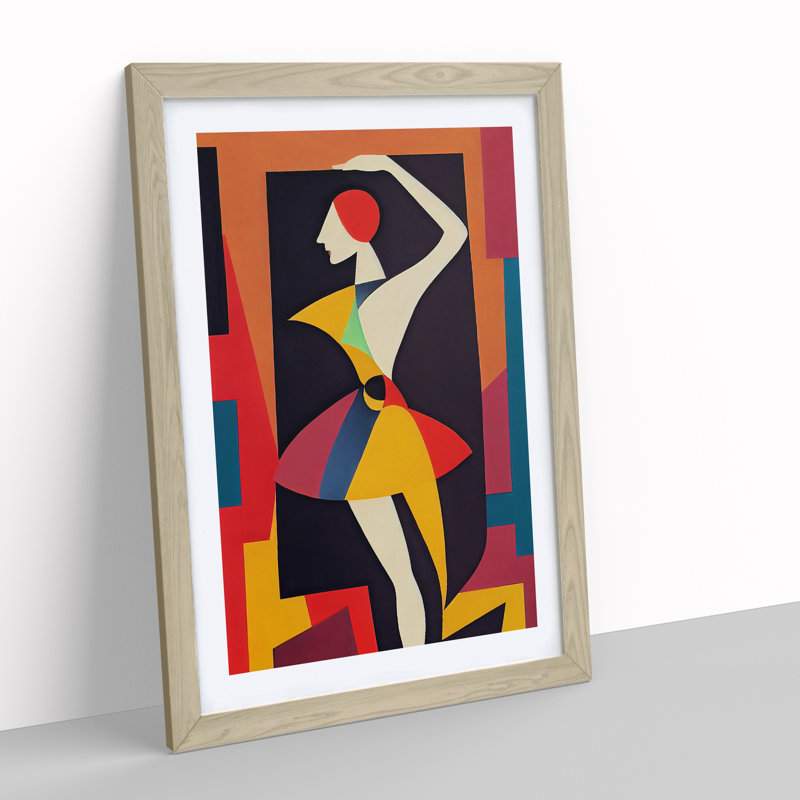 Abstract Ballerina No.3 1 Piece Single Picture Frame Wall Art, 34cm H x 25cm W x 2cm D, Oak