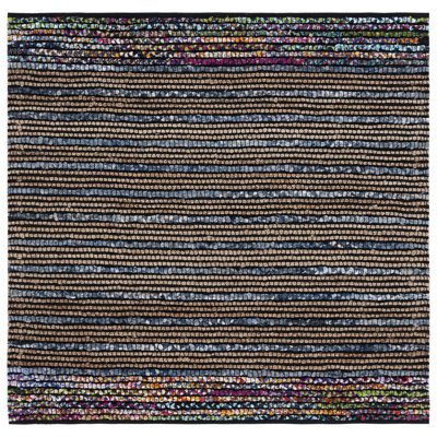 Tesha Striped Handwoven Cotton/Jute Natural/Blue Area Rug