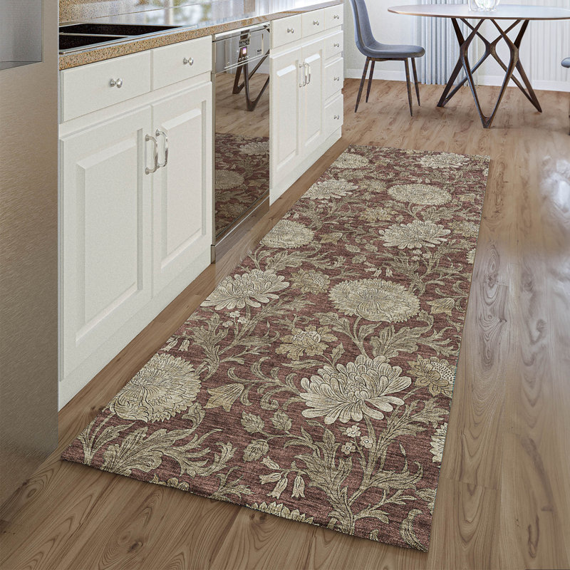 Premium Machine Washable Prisco Merlot Rug, Runner 2'3" x 7'6"