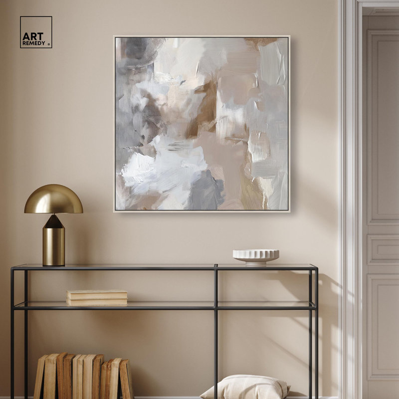Toile Faded Textured III par Art Remedy, H 31 po x l 31 po, Cadre flottant, Argent argent