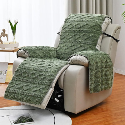 Housse en velours pour fauteuil inclinable Housse pour fauteuil inclinable Housse pour canapé inclinable antidérapante Protecteur de mobilier pour canapé avec sangles élastiques beige