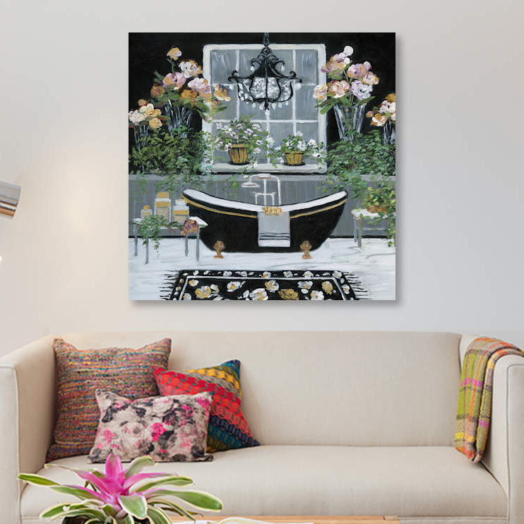 «Femme Noir Bath I», reproduction sur toile, H 26 po x l 26 po x P 1,5 po, Toile tendue, Pas de tapis