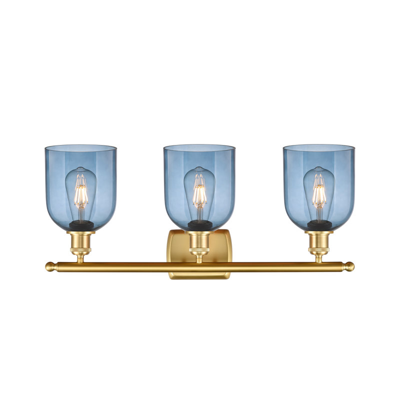Anacaren 3 - Light Dimmable Vanity Light, Princess Blue, Satin Gold