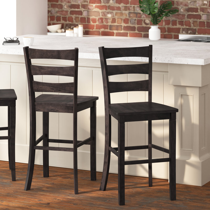 Laurel Solid Wood Counter Stool, Gray Wash Walnut