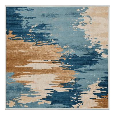 Tapis vert aquarelle lavable à la machine