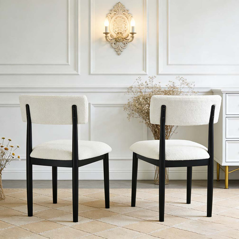 Chaises de salle à manger rembourrées Boucle, Noir