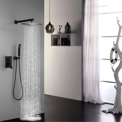 10" Wall Mounted Shower Head Rain - Build, Powerful Water Jet, Self-Cleaning, Brushed Nickel Color Mount Construction, Appearance
