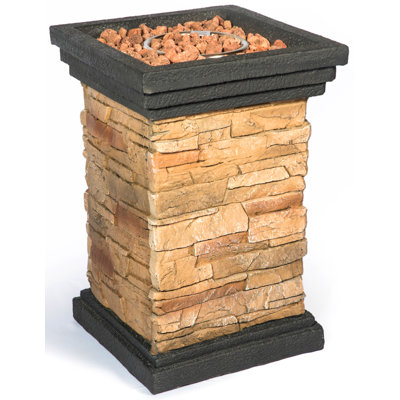 Aledra Square Polyresin Propane Smokeless Fire Column