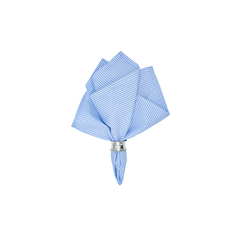 Linen Striped Square Napkin, Light Blue