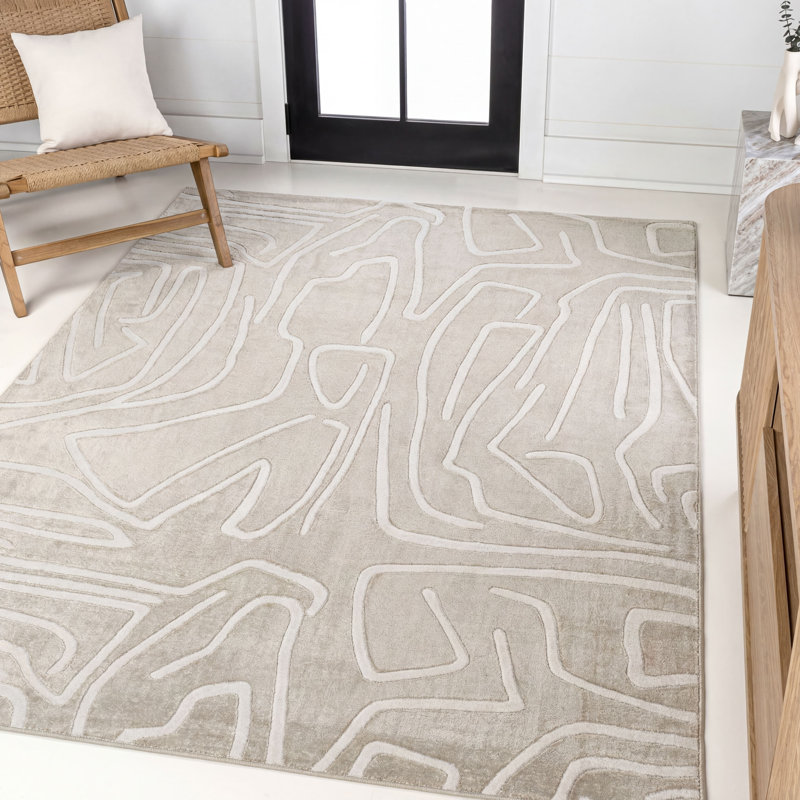 Tapis beige / crème Sauvanne Modern Scandinavian, Rectangle 7 pi 10 po x 10 pi
