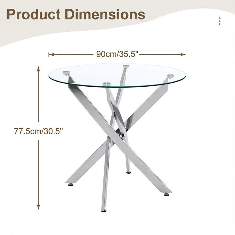 Table de salle à manger ronde (sans la chaise), Clair / Chrome