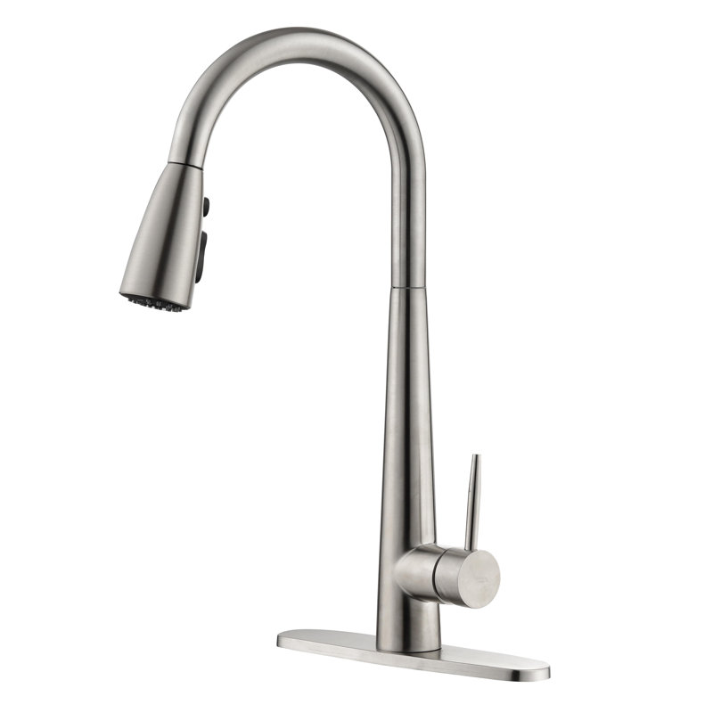 Robinet de cuisine à poignée simple avec plaque de pont Topcraft, Nickel brossé