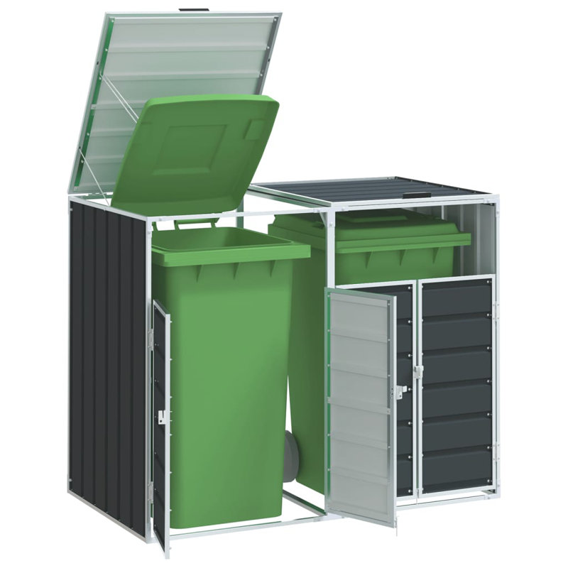 Armoire de rangement extérieure en acier à roulettes pour bacs doubles 56,7 x 31,9 x 44,5 po Wheelie