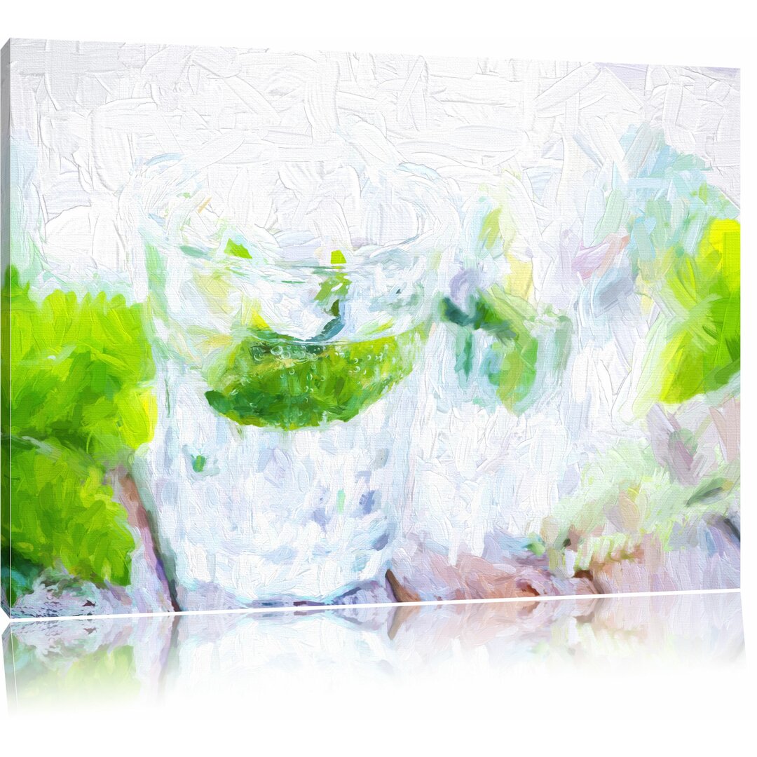 Leinwandbild "Mojito-Gläser mit Minze", Grafikdruck