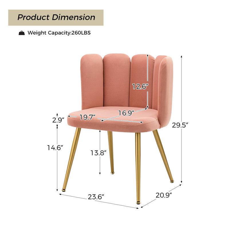 Easthampton Side Chair with Channel Tufting Back, Pink Polyester
