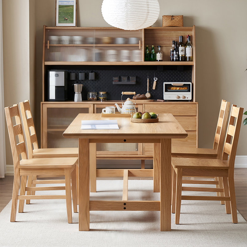 Modern Burlywood Rectangular Solid Wood Dining Table, 29.53"H x 62.99"L x 33.46"W
