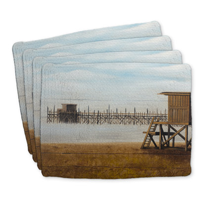 Braided Polyester Placemats Set of 4 | Beach Lifeguard Design