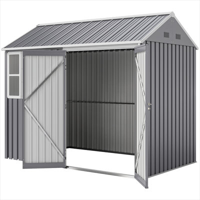 Storage Shed with Cottage Style, pairing Metal Frame with Storage and Outdoor Gear, Lawn Equipment