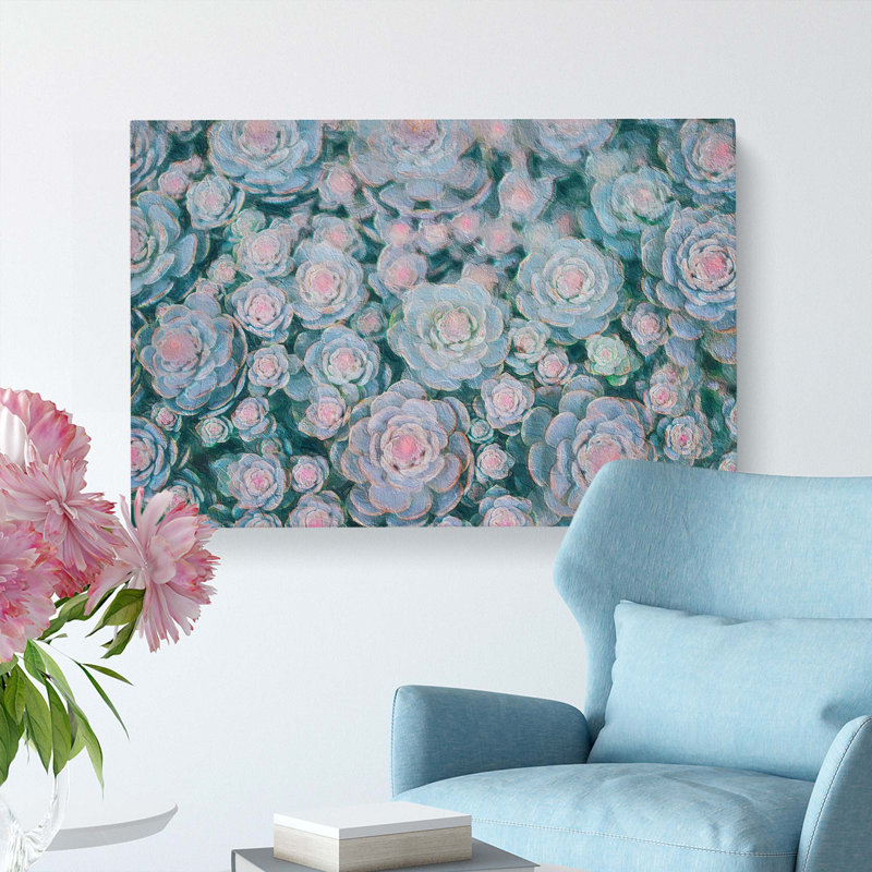 Succulent Plants - Wrapped Canvas Painting, 50cm H x 76cm W x 3cm D