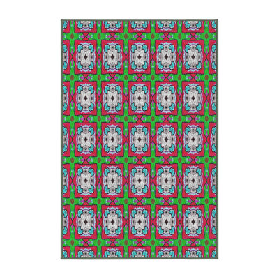 Tapis décoratif vert géométrique