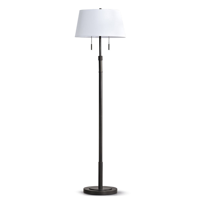 Lampe sur pied 67 po Maraman, Blanc, Bronze foncé
