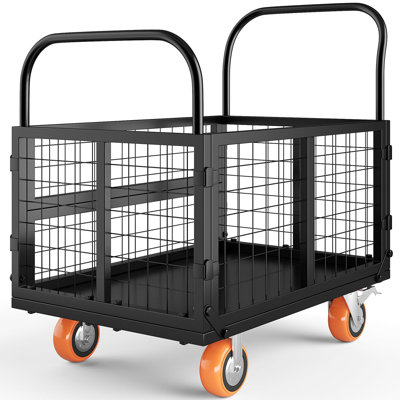 4-in-1 Convertible Platform Truck 1800LBS Capacity Heavy Duty Utility Cart with Folding Detachable Design Swivel Wheels for Moving Furniture Boxes